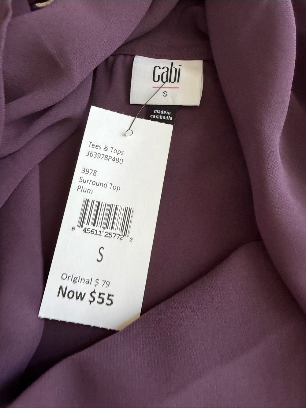 Cabi Surround Drapey Cowl Neck Sleeveless Chiffon Blouse Top 3978 Plum Sz Small — image 6 of 8
